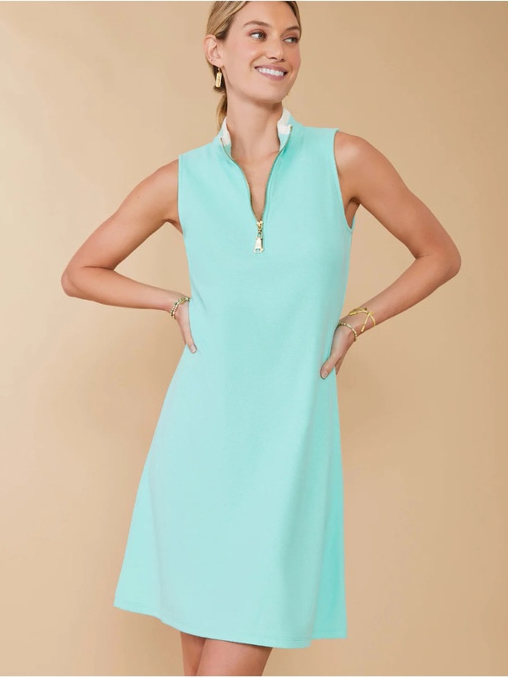 Serena Bermuda Blue Pique Sleeveless Dress